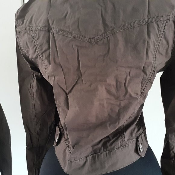 Guess Authentic Jeans Cropped Button Army Green Utility Military Jacket S/P - Picture 8 of 13